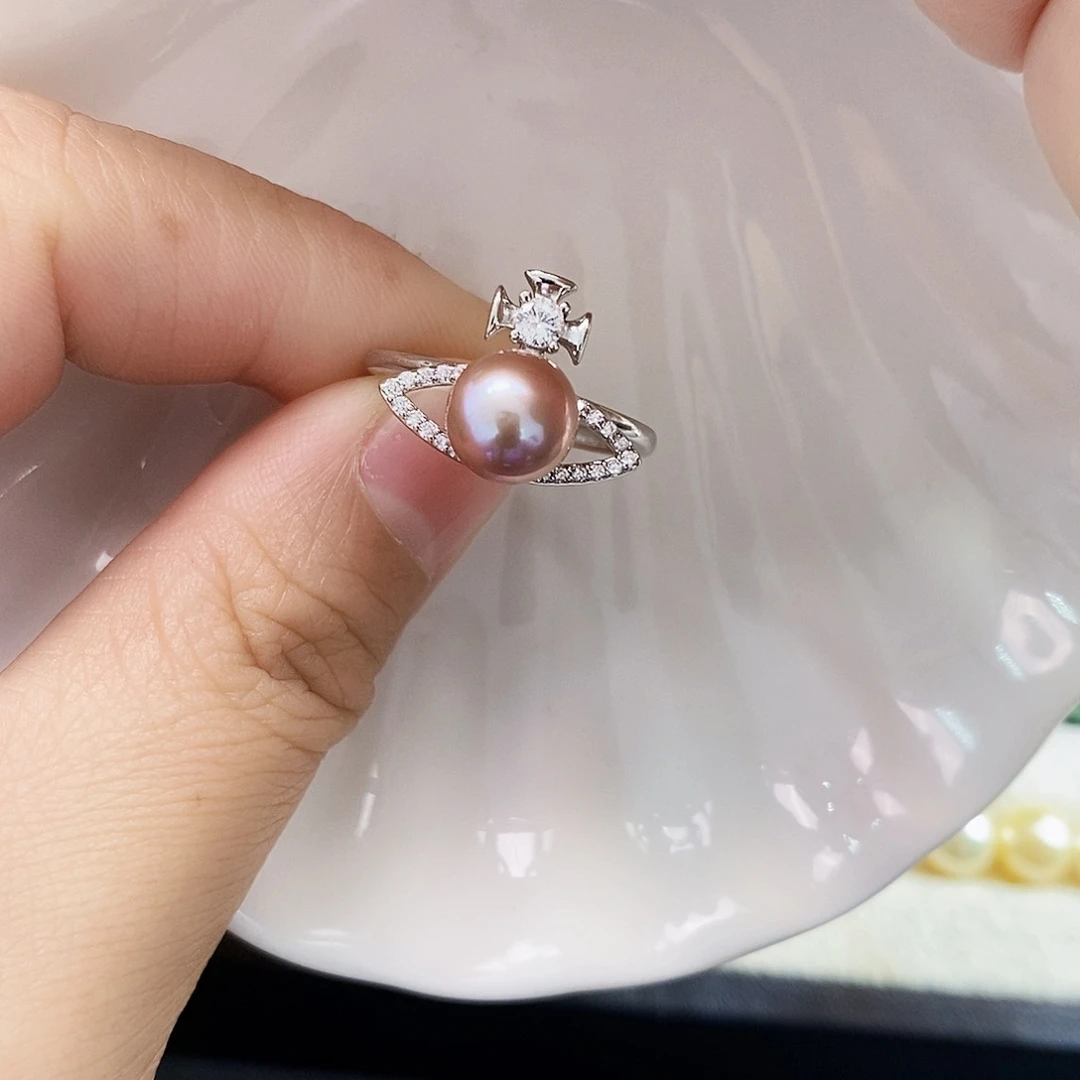 银S925镶嵌特价淡水新品戒指淡水珍珠
