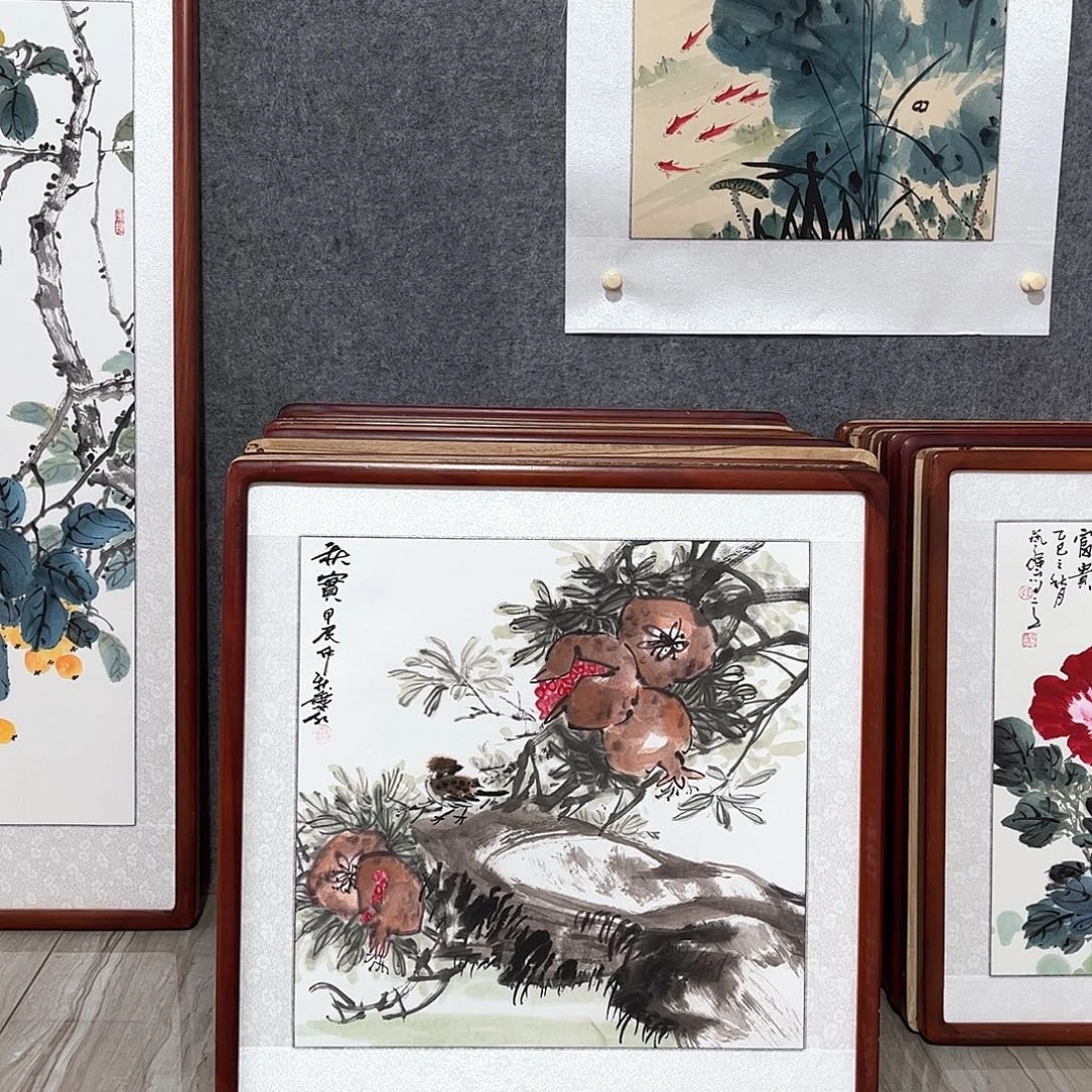 国画书画作品带框63×63
