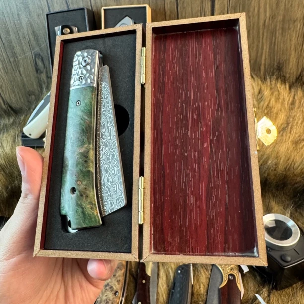 （定制）收藏锻造三合钢大马士革钢多功能户外工具