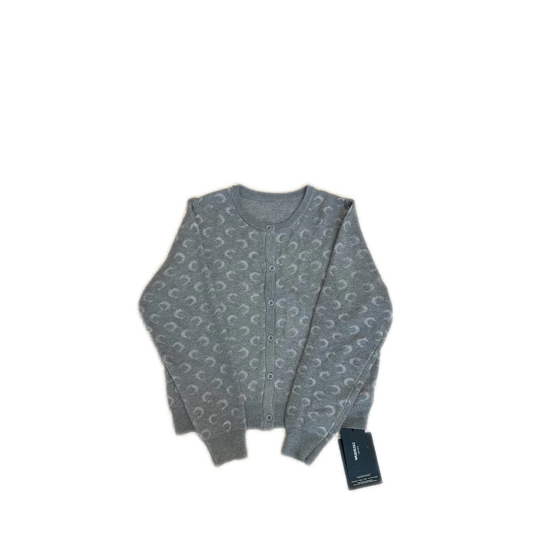 WUBAIZI｜月亮图案针织上衣女 短款月牙圆领针织衫3251205