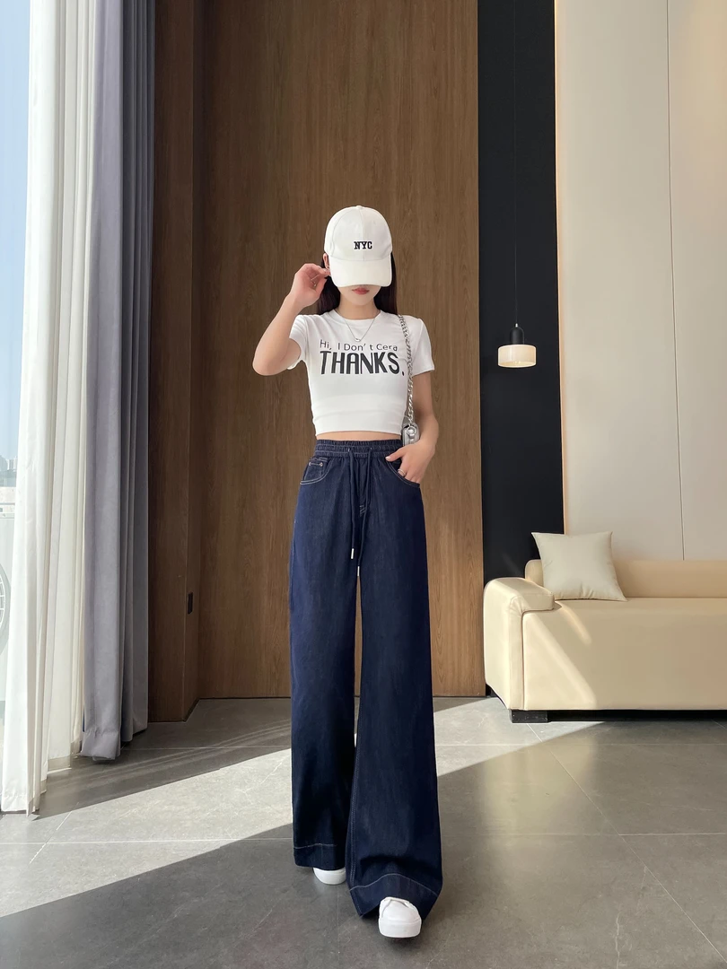 高个子大码加长牛仔裤女夏季超薄莱赛尔丹宁色显瘦弹力窄版直筒裤