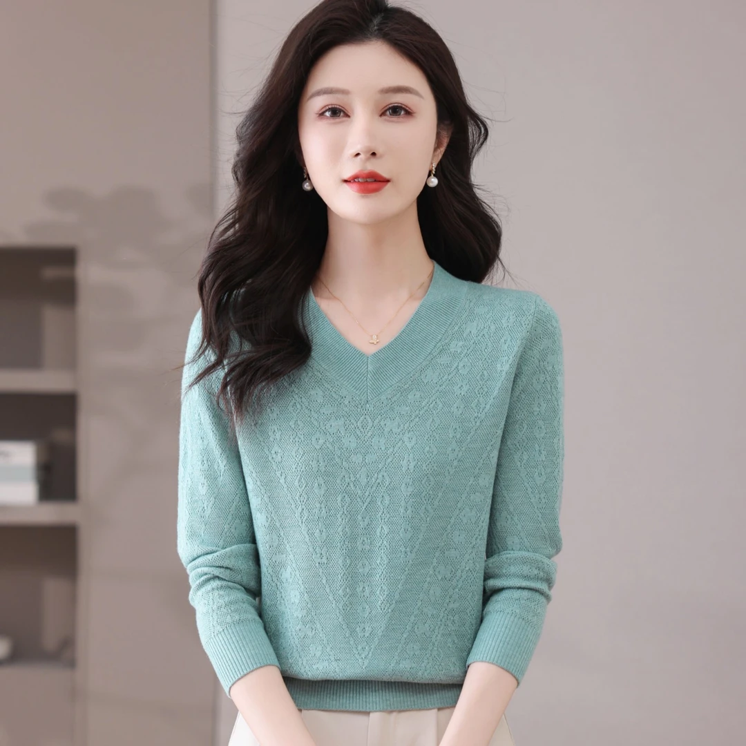 宽松衫针织衫纯色落肩袖秋季时尚春秋秋冬毛衣百搭中老年女装洋气