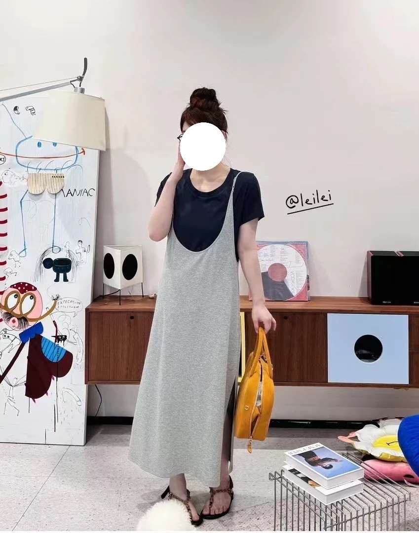韩系减龄洋气套装显瘦短袖t恤叠穿吊带背心裙