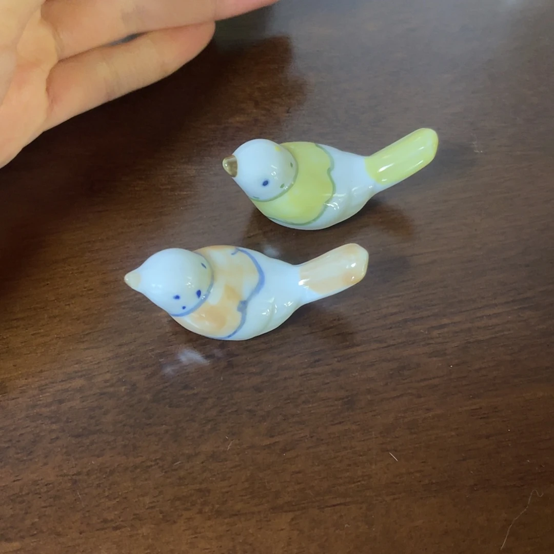 陶土小鸟线条筷置一对8
