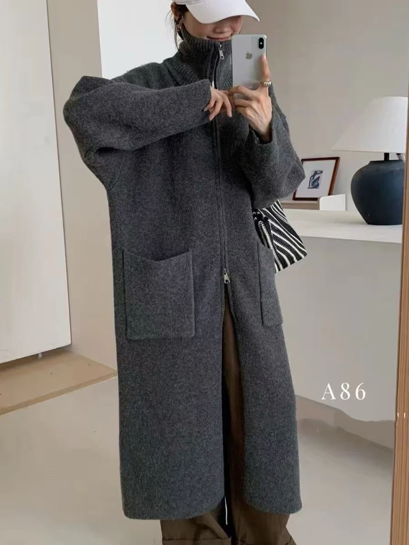 【A86】简#时尚百搭中长款开衫外套上衣