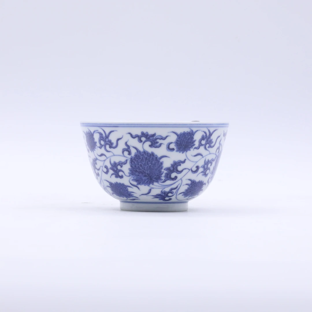 古董/古玩/瓷器/青花缠枝花卉纹杯LOT0115-A/老物件