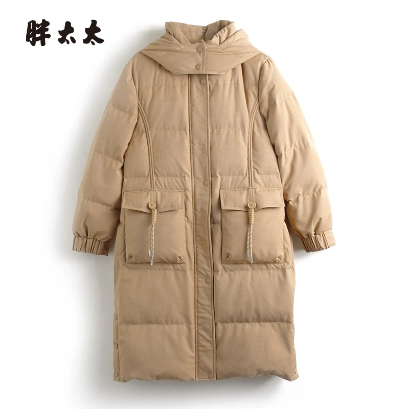 胖太太大码女装冬季新韩版连帽大兜加厚中长保暖羽绒服324400711