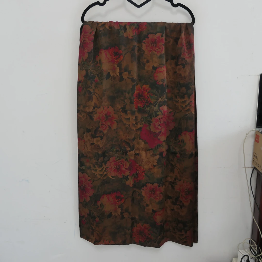 SJ-XL-699香云纱正反两披咖牡丹大披肩