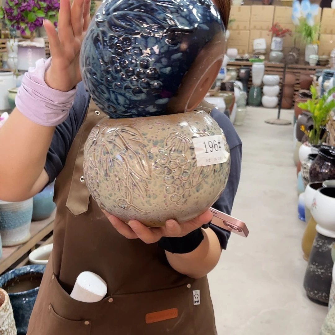 紫砂花盆高度16口径14厘米