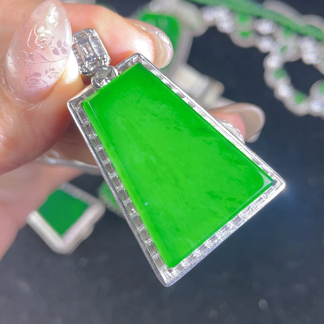 翡翠吊坠(不含链)银S925镶嵌