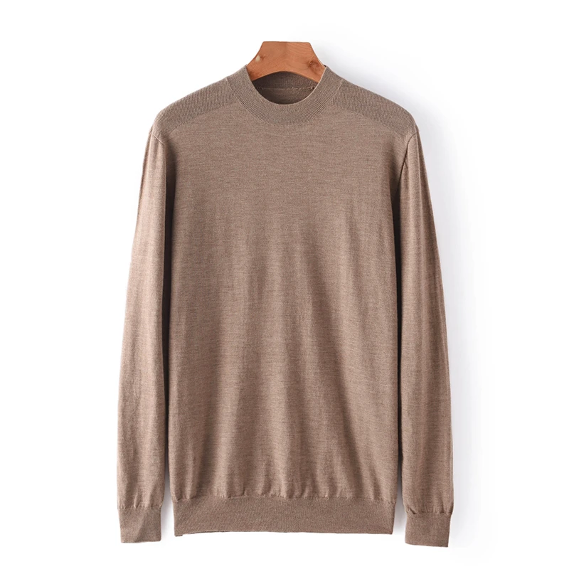 80支3股精纺一线成衣男士半高领纯山羊绒衫亲肤软糯22M023