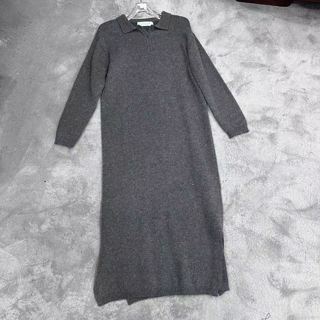 25早春韩版POLO领休闲毛衣连衣裙