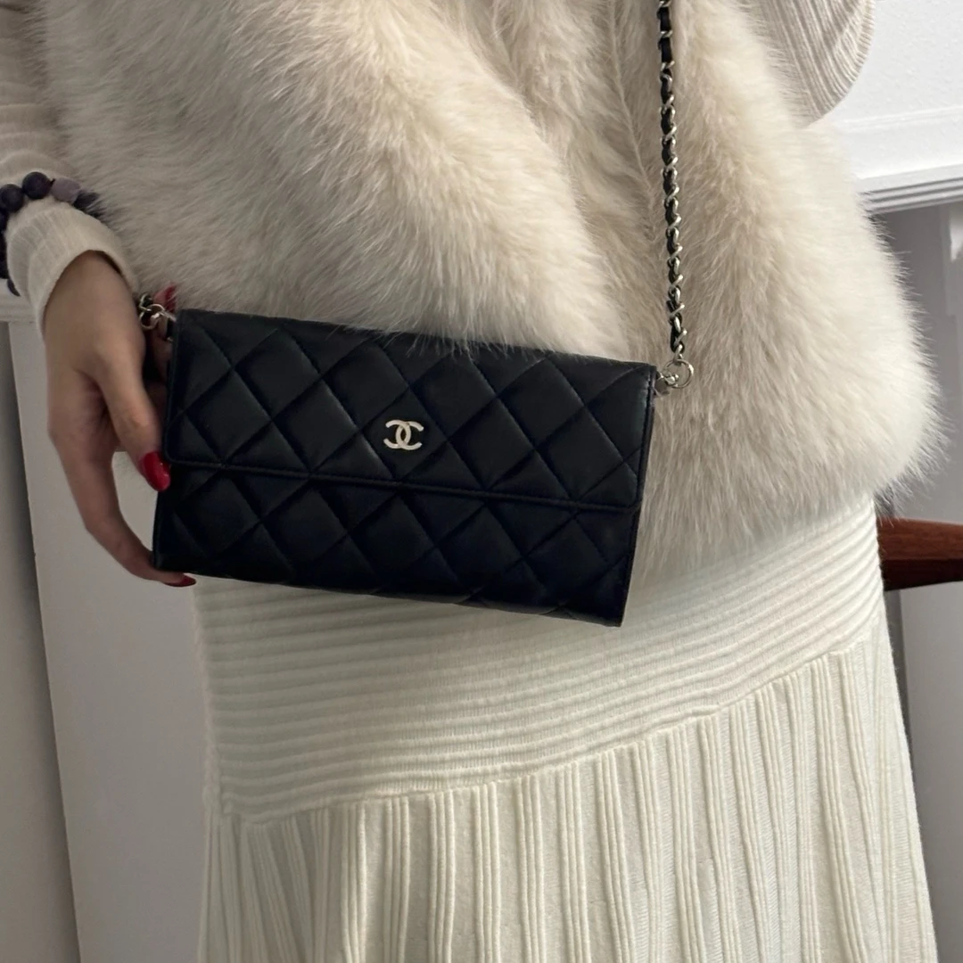 95新 Chanel/香奈儿 chanel黑色零钱包卡包