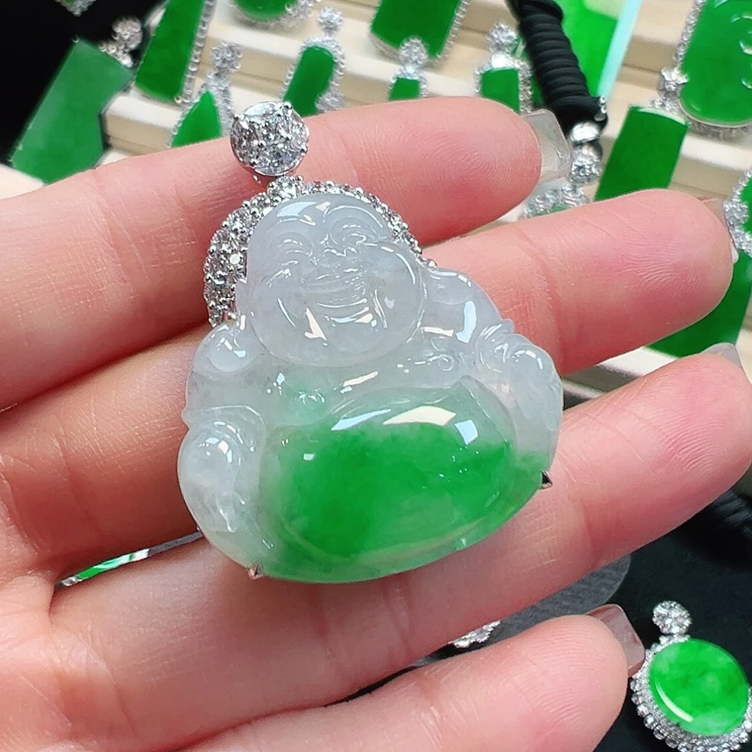 翡翠18K金镶嵌颈饰1