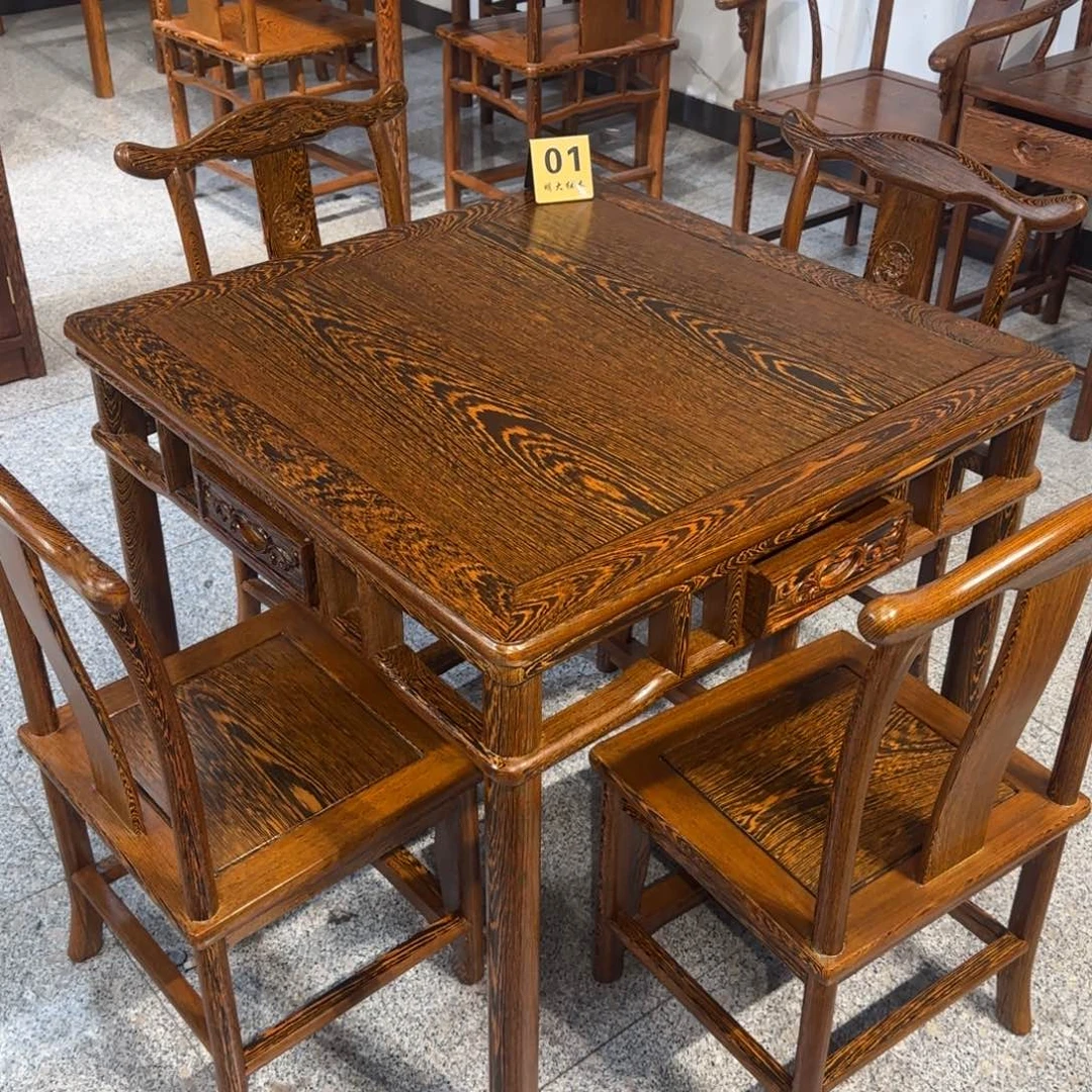 鸡翅木类成套家具78✖️78高68一桌四椅