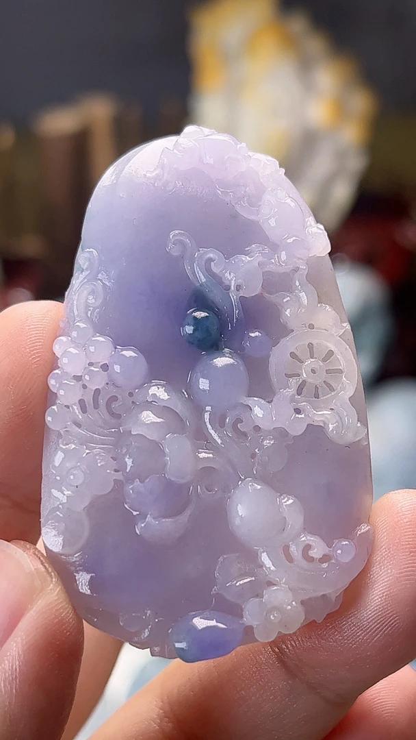 天然缅甸翡翠冰紫罗兰花牌毛货买断需抛光尺寸高57宽35厚9