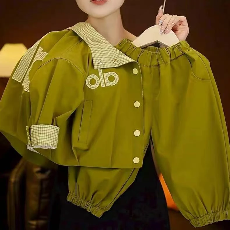 儿童套装2025秋季新款儿童韩版时尚洋气休闲女童冲锋衣两件套潮