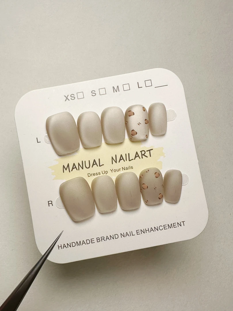 夏日高级红豆沙猫眼丝绒纯手工短款显白穿戴甲美甲贴片013