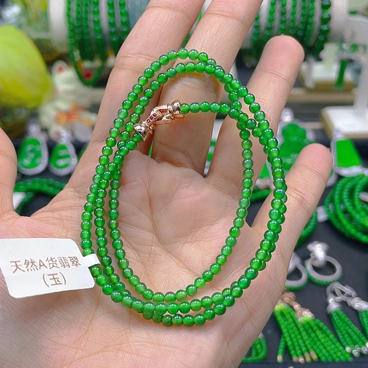 翡翠颈饰未镶嵌圆珠项链3