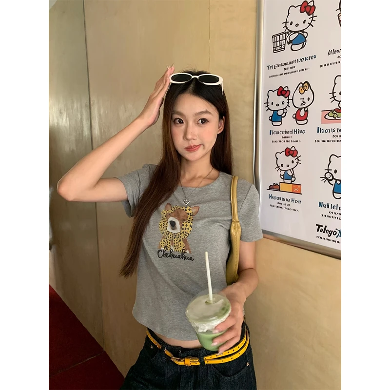 【HRG清仓】T恤 时尚百搭通勤显瘦气质短袖T恤252J1759#