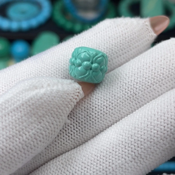 高瓷蓝绿色11.5mm莲花老型