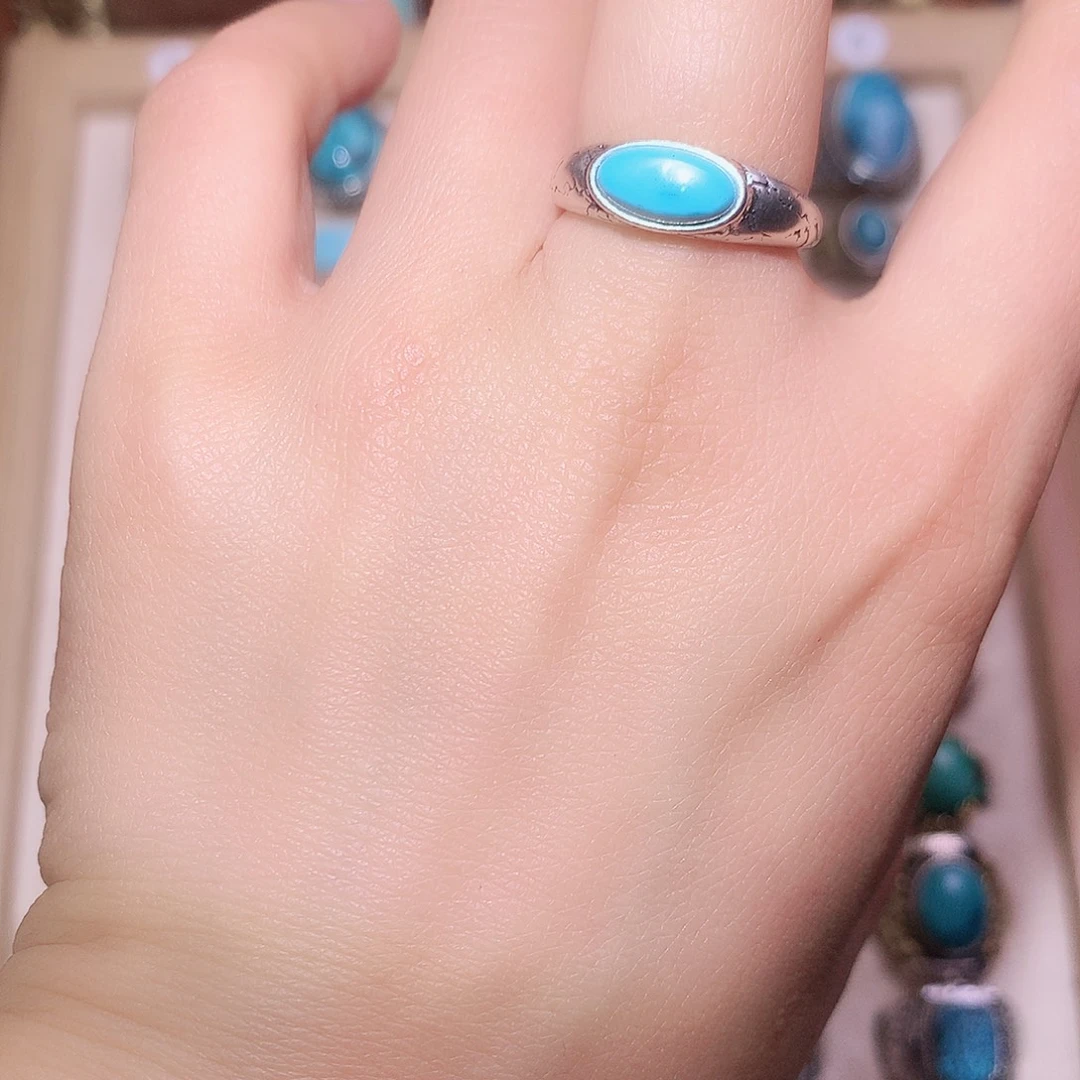 绿松石银S925镶嵌戒指