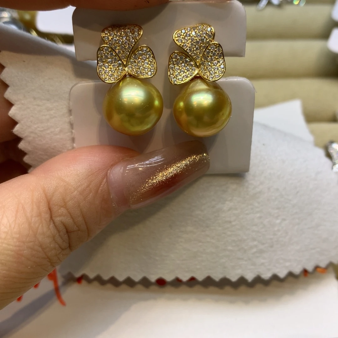 银S925镶嵌耳饰海水珍珠