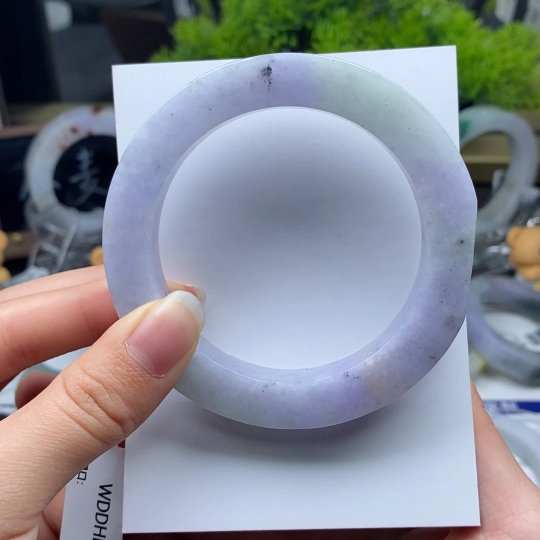 未镶嵌手镯定制翡翠种水紫底特色圆条