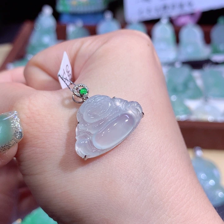 翡翠18K金镶嵌吊坠(不含链)佛公