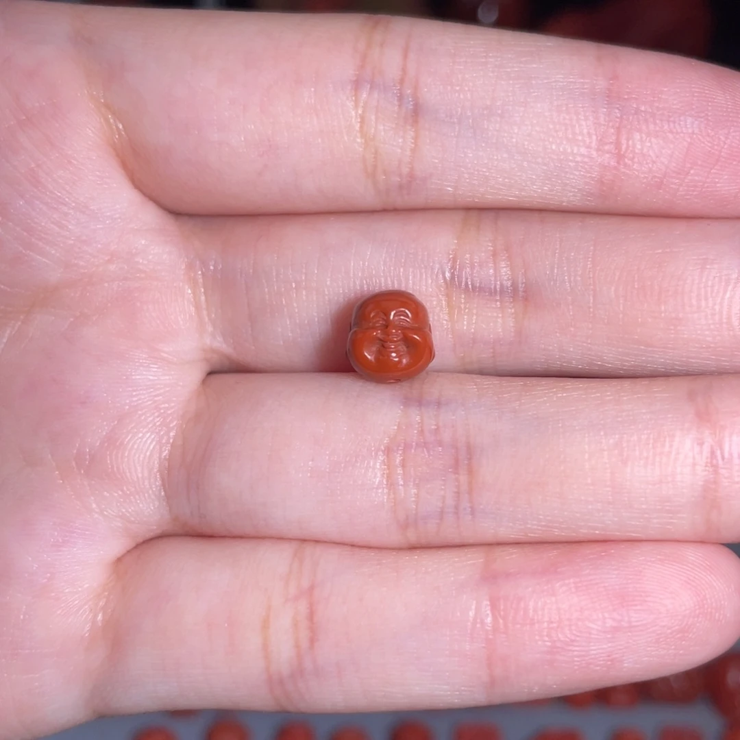 未镶嵌弥勒佛7mm+南红玛瑙