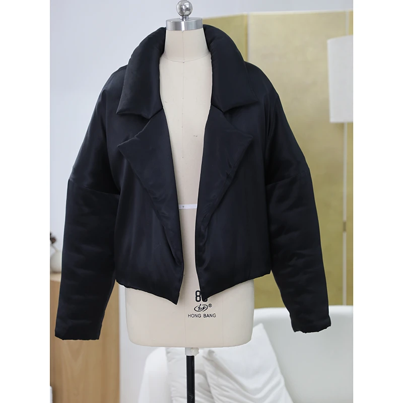 JUZININE【主播样衣】原创设计重磅真丝短款无扣棉服47A 100%桑蚕丝