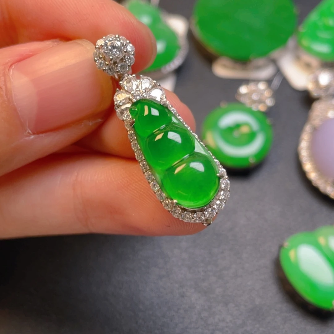 翡翠银S925镶嵌吊坠(不含链)