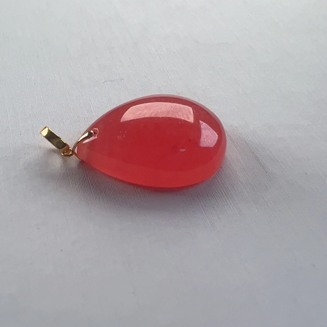菱锰矿（红纹石）18K金镶嵌吊坠(赠链)