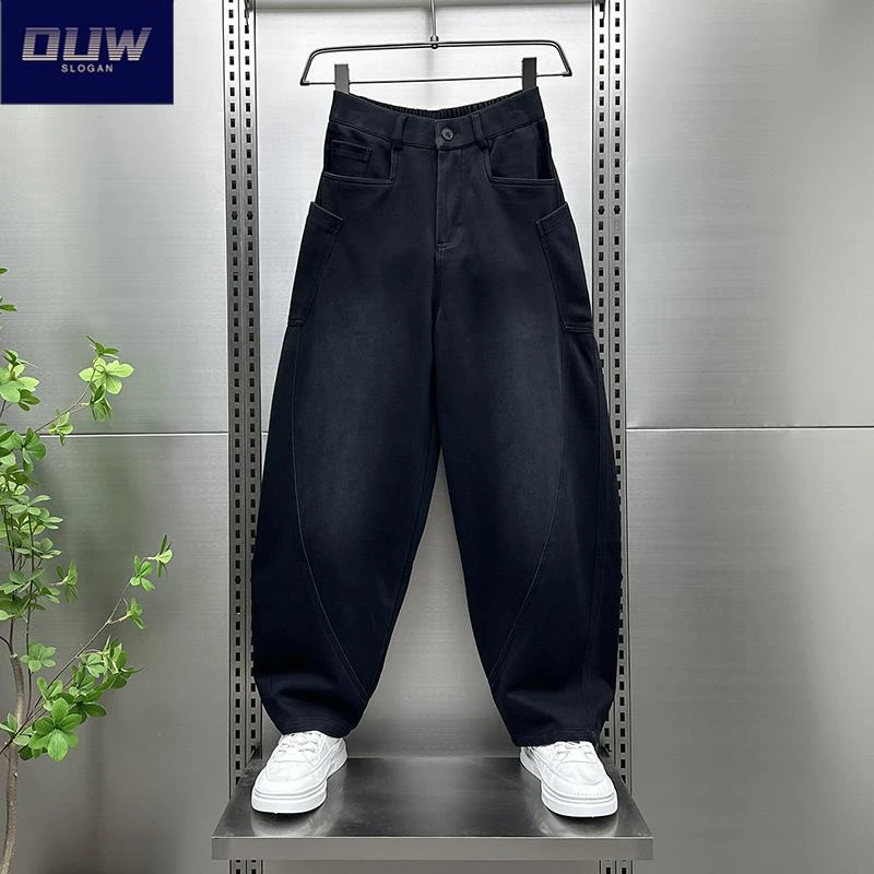 O.U.W2025初秋新款宽松休闲卫裤休闲裤男士潮牌帅气直脚弯刀裤ins