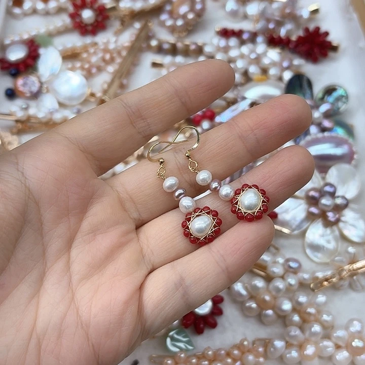 淡水珍珠发饰银S925镶嵌