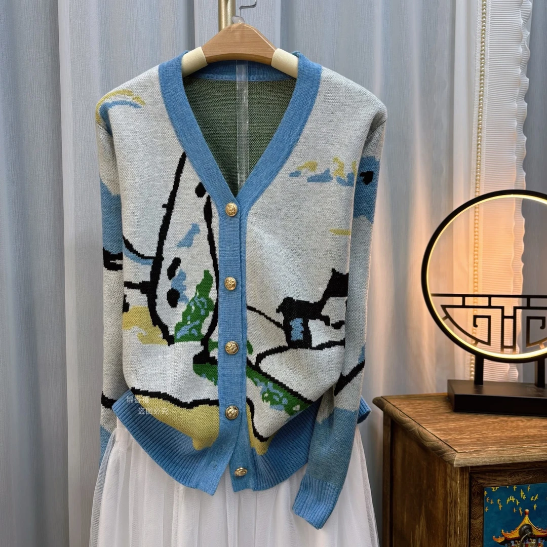 【V716挪威森林】春款提花潮百搭针织衫女开衫外套