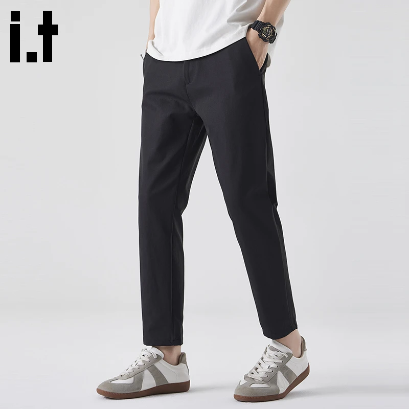 it:CHOCOOLATE秋季九分裤子男通勤百搭直筒宽松小脚薄款休闲长裤