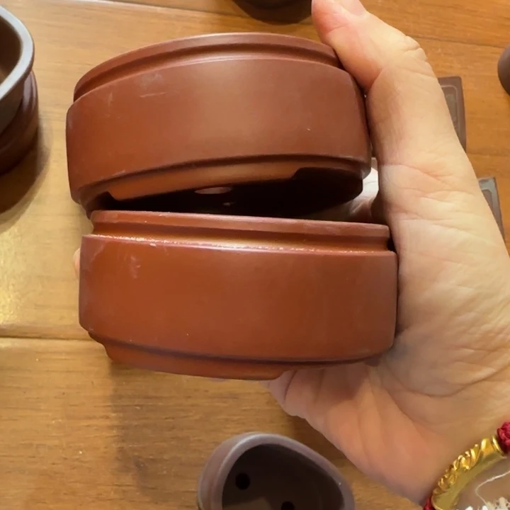 紫砂花盆半手工制作微瑕
