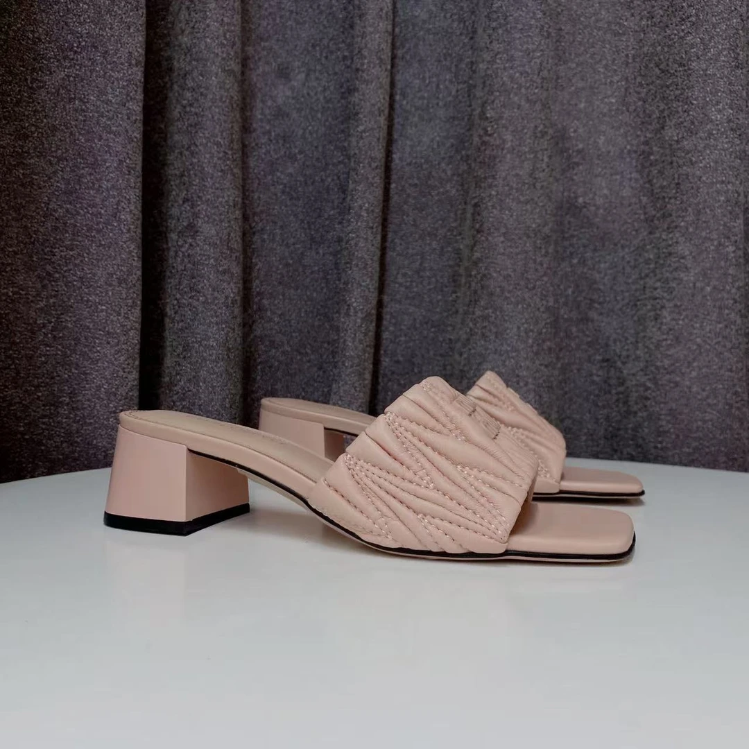 C6345  粉色  夏季时尚2025新款粗跟露趾休闲女拖鞋