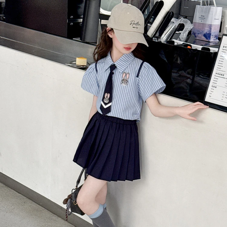 儿童衣服女孩2025新款爆款女童学院风套装裙6-12岁潮款高级感夏装