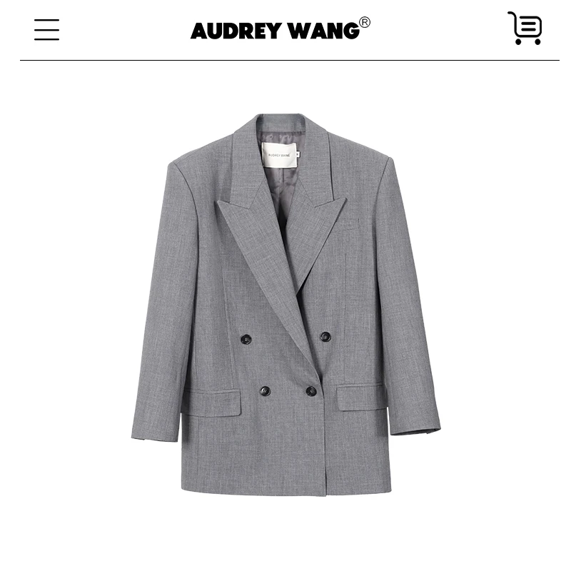 AUDREYWANG雅绅大女主加州灰宽松西装11762