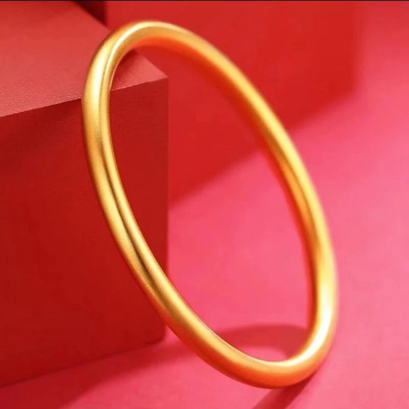 合金手镯 珍凰珠宝铜合金手镯古法传承素圈经典金色实心女款气