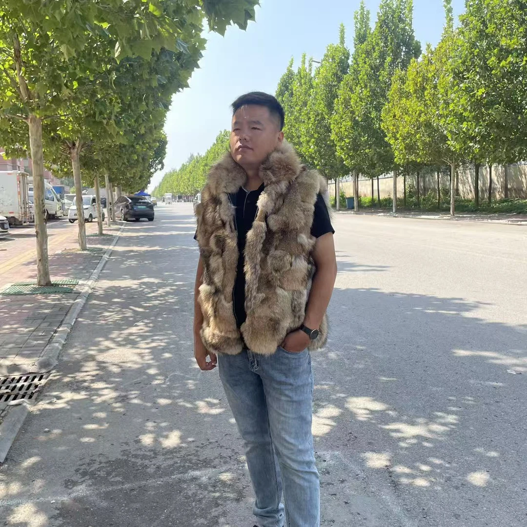 真毛真皮拼接短款免烫处理拼接马夹翻领保暖男女装