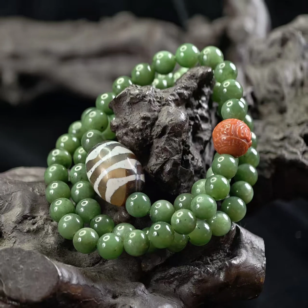 【米娅】天然碧玉天珠项链