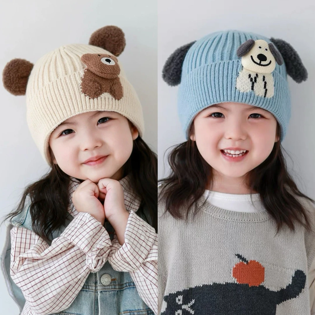 宝宝帽子秋冬季可爱卡通针织毛线帽洋气百搭户外保暖套头帽防寒帽