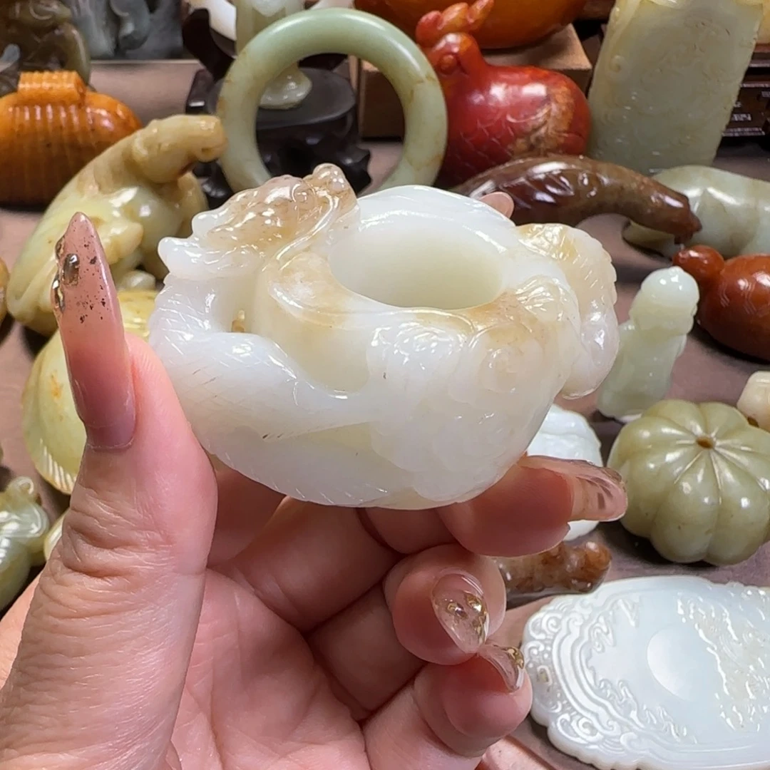 和田玉未镶嵌挂件白**冰