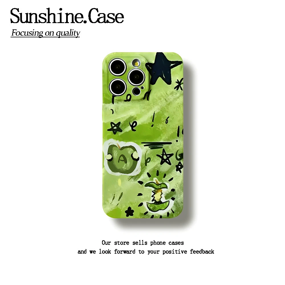 晕染青苹果菲林软壳适用苹果oppo华为vivo小米荣耀创意手机壳防摔