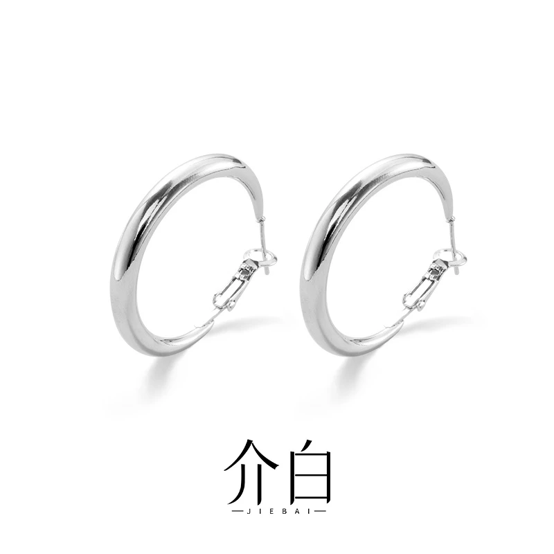 铜合金耳饰 介白 女款欧美几何形饰品日韩光面ins原创设计耳环