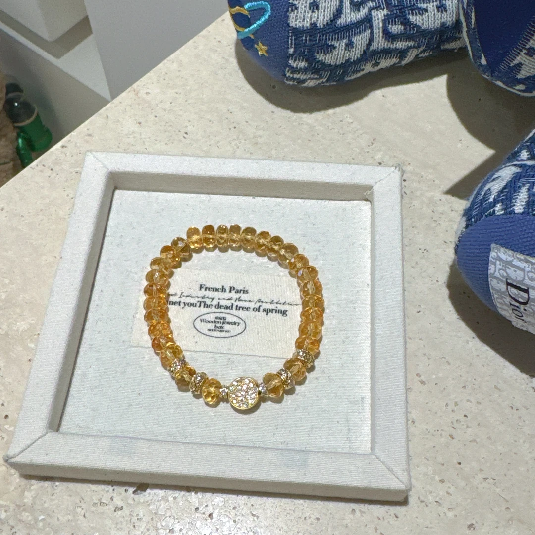 【五路财神】天然水晶黄算盘黄水晶手串（多样性发1）Y10