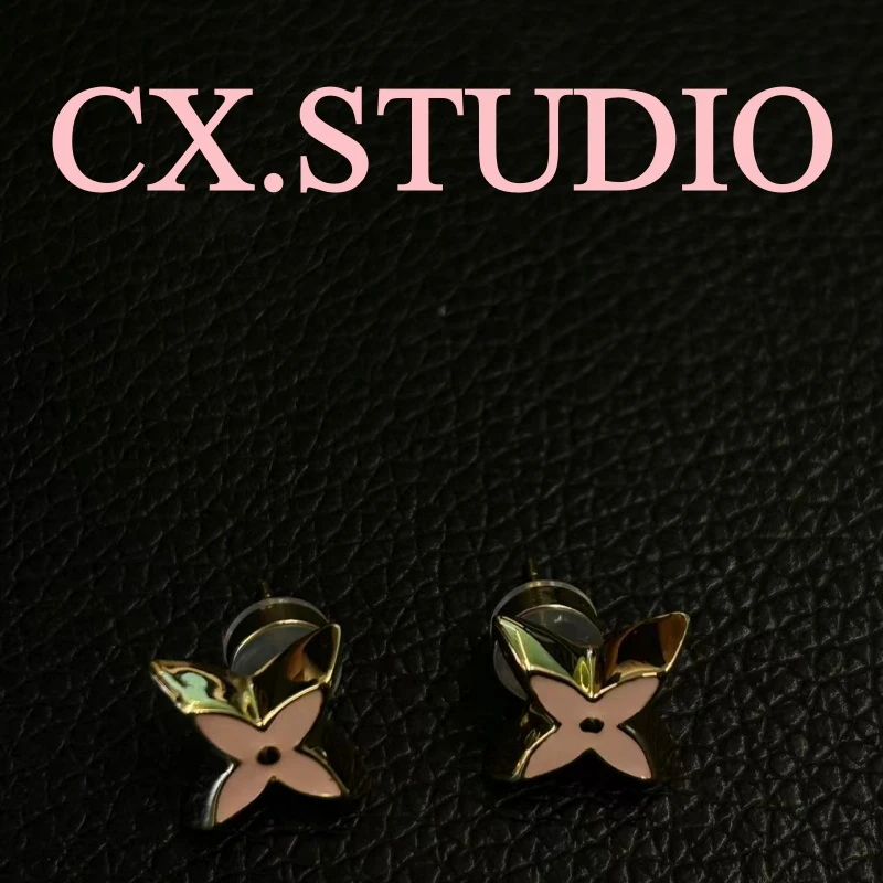 铜合金珐琅耳饰 粉色耳钉 3030